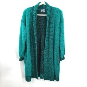 vintage 90s Laura Tyler Mint black Cardigan sweater oversized colorful cozy L XL